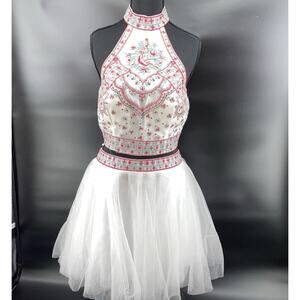 HEBOES Prom Dress Gown Size 12 Formal Tulle Embroidered Fairy Wedding 90s VNTG